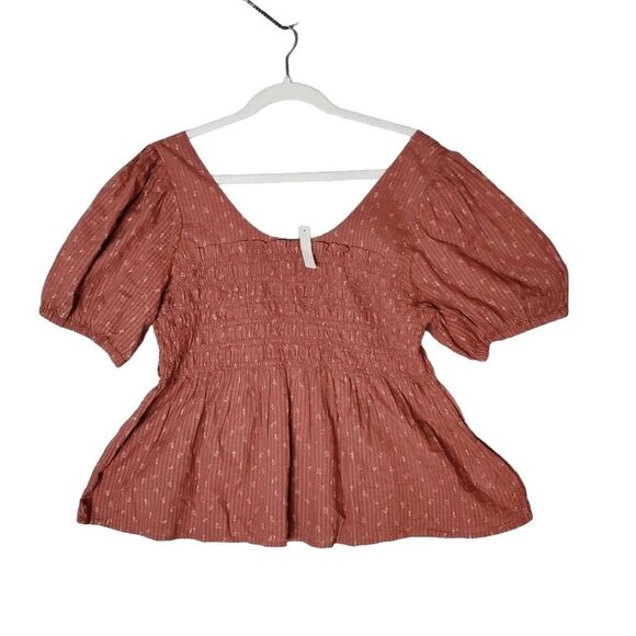 NWT Madewell Women's Bubble-Sleeve Smocked Peplum Top in Berry Stems 14 - Picture 2 of 7